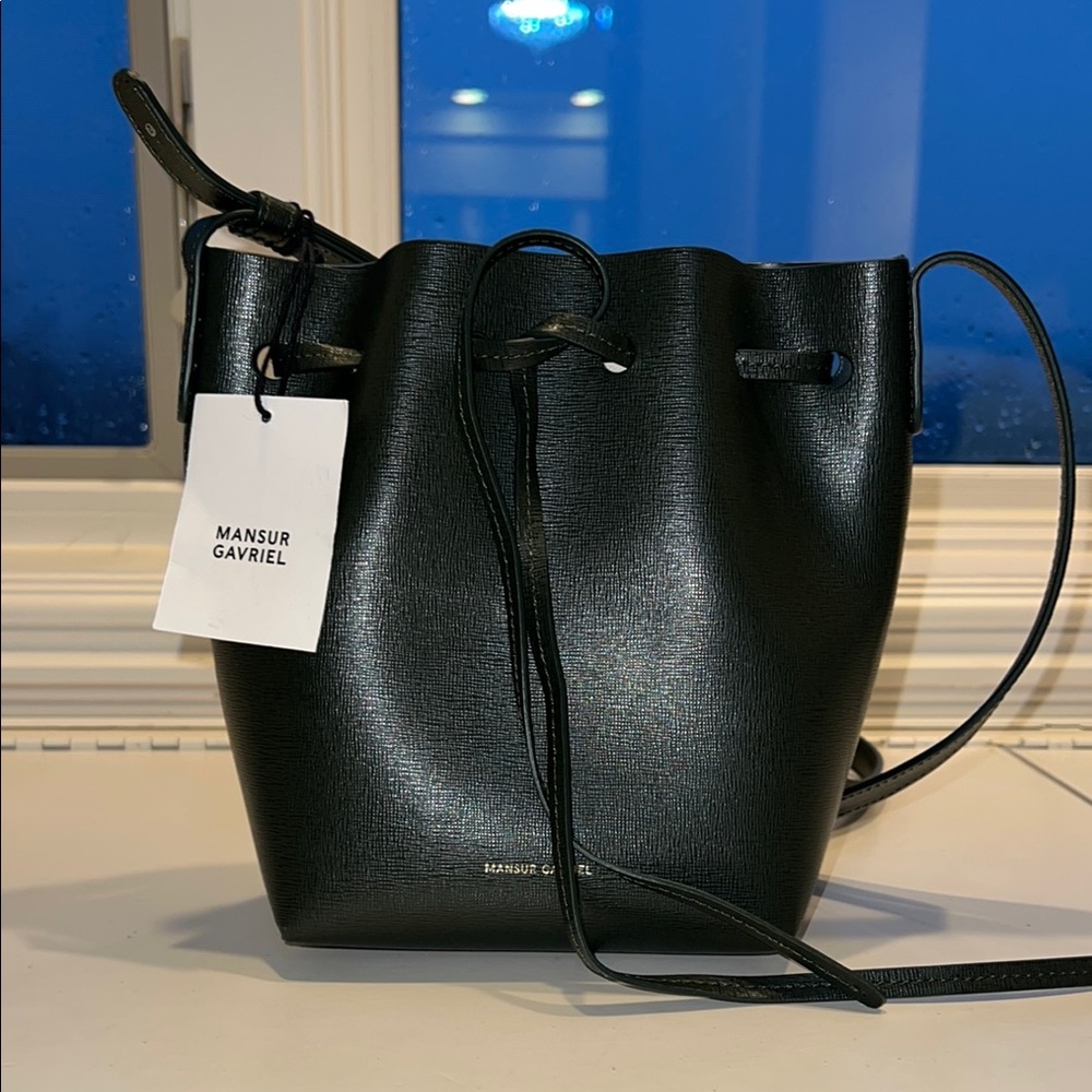 Mansur Gavriel Moss Green Leather Bucket Bag